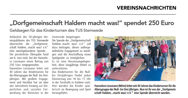 Spendenübergabe Kinderturnen